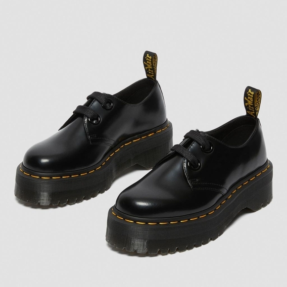 Dr.Martens Holly Platform Oxford In Black Patent Leather Size 9 - Picture 4 of 16